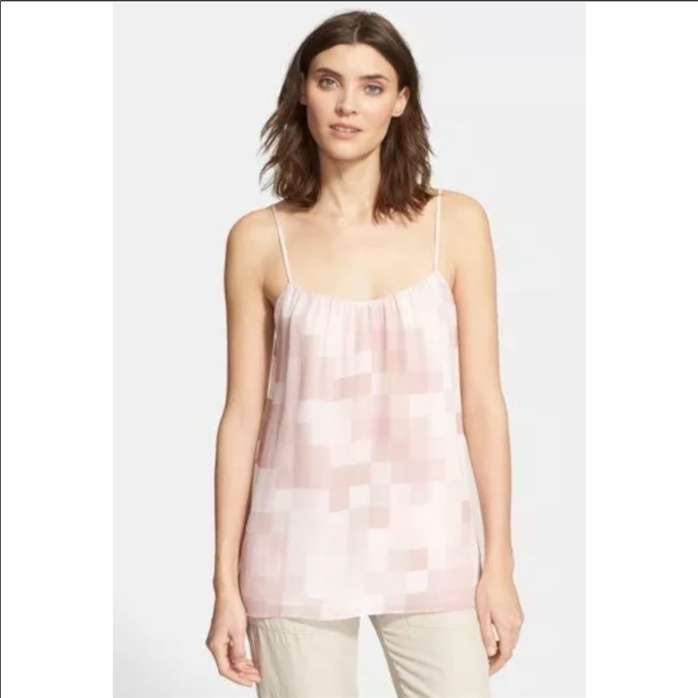 Vince Tonal Square Silk Camisole Pink Large